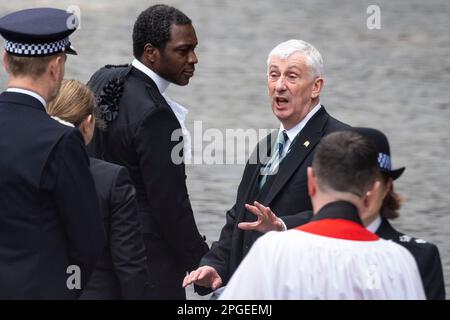 London, UK.  22 March 2023. Sir Lindsay Hoyle, Speaker of the House of Commons, at a memorial service for PC Keith Palmer GM who was killed by a terrorist in New Palace Yard outside the House of Commons on 22 March 2017.  Credit: Stephen Chung / Alamy Live News Stock Photo