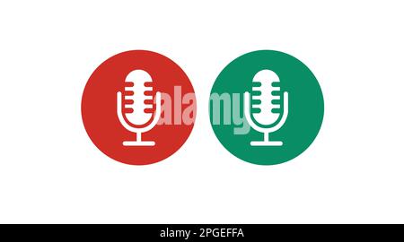 Mic Icon Set. Vector isolated illustration. On and Off Mic Stock Vector