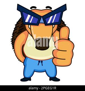 Cool orange hedgehog with a thumbs up gesture Stock Vector