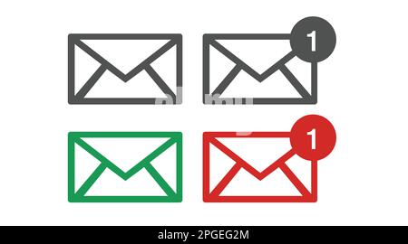 Message or Mail Icon Set. Vector isolated flat editable illustration set Stock Vector