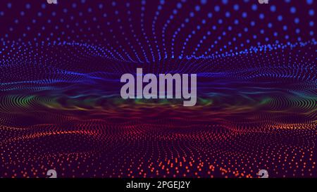 Abstract Trapcode Form digital particle wave. Animation cyber or ...