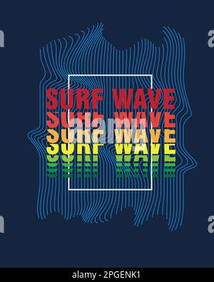 Surf Waves Typography distorted summer beach graphic design Stock ...