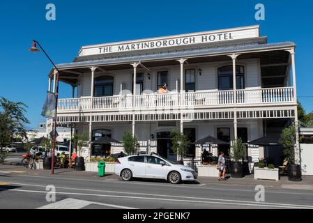 Martinborough Hotel, in Martinborough, a town in the South Wairarapa District, in the Wellington region of New Zealand. Stock Photo