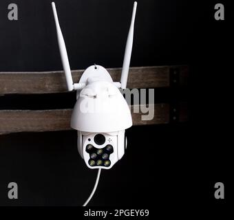 White IP camera with black background Stock Photo