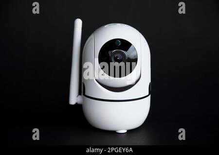 IP camera placed on black background Stock Photo