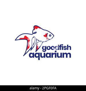 animal fish water aquarium goldfish interior decor line art abstract colorful modern logo design vector Stock Vector