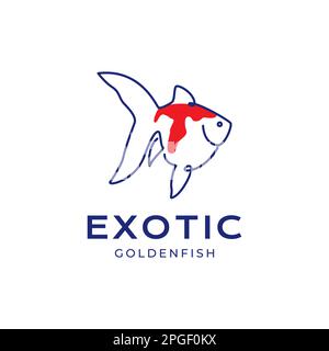 beauty fish aquarium exotic golden fish fat line art abstract logo design vector Stock Vector