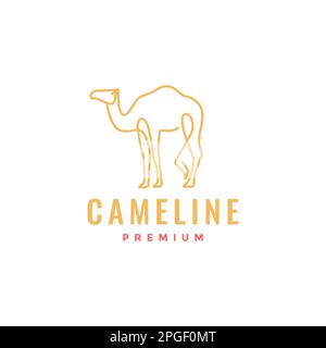 camel animal line continuous art modern minimalist logo design vector Stock Vector