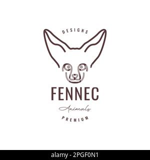 fennec fox big ear face line minimal hipster logo design vector Stock Vector