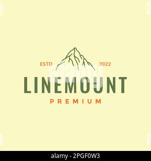 mountain peak high hill stone rock simple line hipster logo design vector Stock Vector