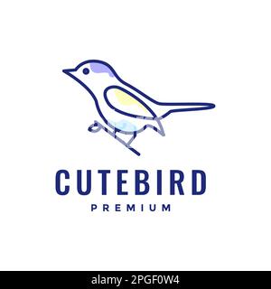 little bird blue abstract line art modern clean logo design vector Stock Vector