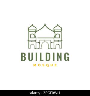pray place mosque dome gate architect line logo design vector Stock Vector