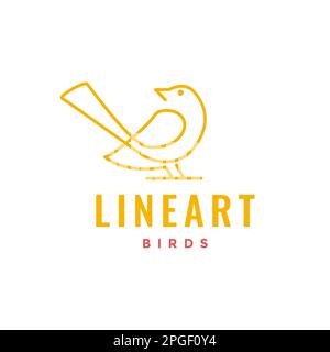 bird long tail magpie simple line art minimalist logo design vector Stock Vector