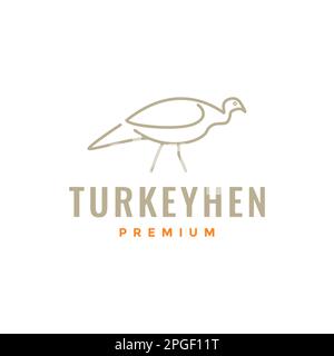 turkeys hen poultry minimal line logo design vector Stock Vector