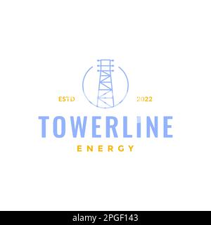 steel tower energy geometric circle line simple logo design vector Stock Vector