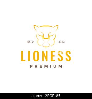 face wildlife beast lioness savanna forest isolated simple logo design vector Stock Vector