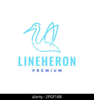 bird flying forest wildlife heron long beak line modern minimal logo design vector Stock Vector