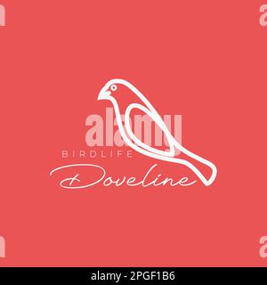 feminine beauty bird dove pigeon line art simple logo design vector Stock Vector