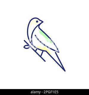 beauty bird perched twig canary line art modern abstract colorful logo design vector Stock Vector