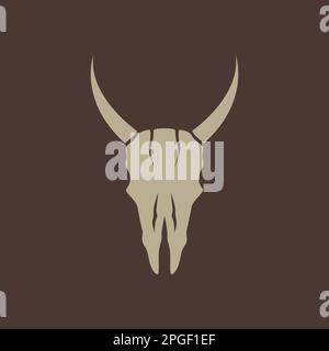 skull cranium brainpan head cow hipster vintage simple logo design vector Stock Vector