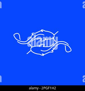 yin and yang fish catfish taste food fried line modern minimal logo design vector Stock Vector