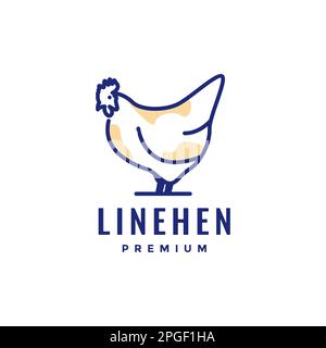 animal poultry hen chicken fat meat line art abstract logo design vector Stock Vector