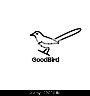 beauty bird perched magpie line art modern simple logo design vector Stock Vector