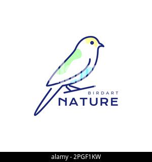 beauty bird perched canary line art modern abstract colorful logo design vector Stock Vector