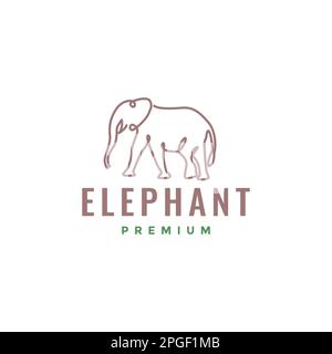 wildlife animal giant elephant walking line art modern minimal logo design vector Stock Vector