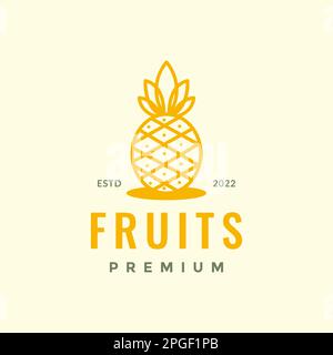 fresh fruit pineapple juice polygonal line minimal logo design vector Stock Vector
