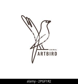 animal bird long tail magpie line art modern logo design vector Stock Vector