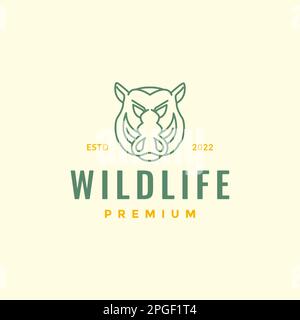 wildlife animal wild boar head danger line art forest logo design vector Stock Vector