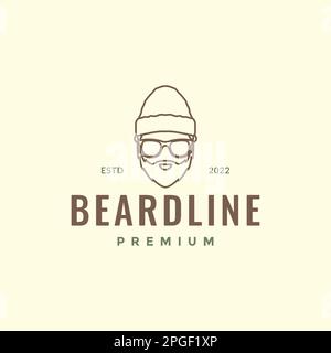 cute mascot head man bearded beanie hat headgear line hipster logo design vector Stock Vector