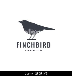 finch bird perched modern shape logo design vector Stock Vector