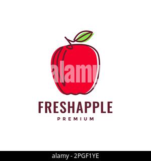 fresh fruit red apple juice line art modern logo design vector Stock Vector