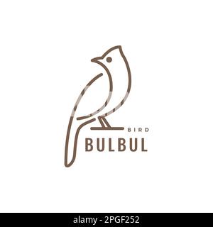 bird beauty bulbul line art minimal modern logo design vector Stock Vector