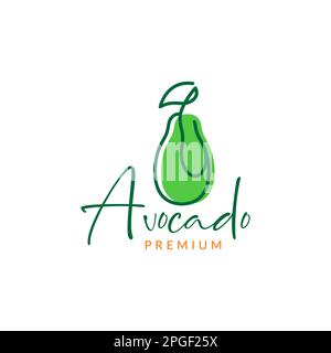 fruit fresh avocado line art modern feminine juice logo design vector Stock Vector