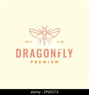 insect animal dragonfly line art minimal logo design vector Stock Vector