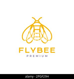 insect bee honey bumblebee geometric modern line art minimal logo design vector Stock Vector