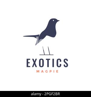 exotic bird magpie singer forest loud beauty modern shape simple logo design vector Stock Vector
