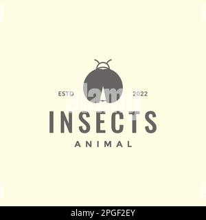 insect animal ladybug simple shape hipster logo design vector Stock Vector