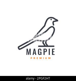 magpie bird forest singer line art modern logo design vector Stock Vector