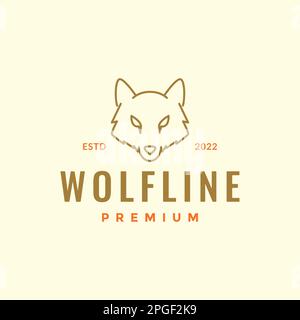 animal beast wildlife nocturnal head wolf howling simple line logo design vector Stock Vector