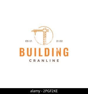 building construction weight equipment crane tall line logo design vector Stock Vector