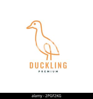 little animal poultry duckling duck line modern minimal logo design vector Stock Vector