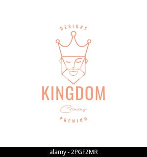 mascot cartoon face king kingdom crown smile line art logo design vector Stock Vector