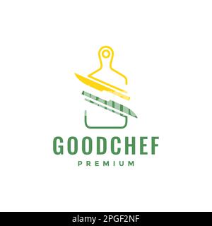 cutting board kitchen knife chef food abstract modern logo design vector Stock Vector