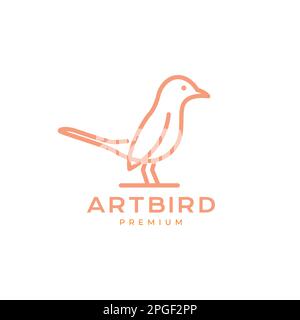 exotic bird magpie singer forest loud beauty modern line logo design vector Stock Vector