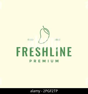 fruit fresh mango juice simple shape minimal line logo design vector Stock Vector