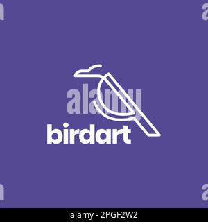 exotic bird geometric circle modern minimal art logo design vector Stock Vector